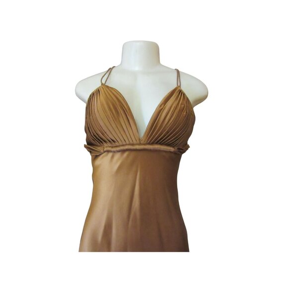 Cache Brown Silk Halter Handkerchief Style Midi Dress Size 4 - Picture 3 of 11